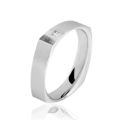 Marc Orian Alliances|Bijoux Personnalisés > Alliance Carree Brossee Or Blanc Diamant