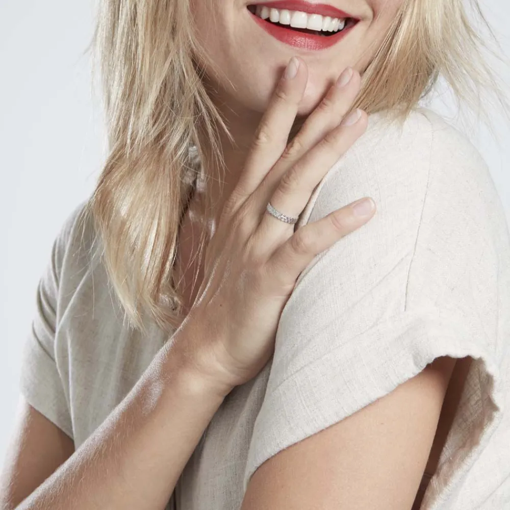 Marc Orian Bagues|Alliances > Alliance Dentelle 2 Rangs Diamantee Or Blanc