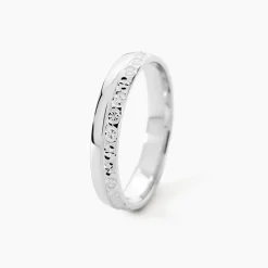 Marc Orian Bagues|Alliances > Alliance Fantaisie Diamantee Ruban Plat Or Blanc