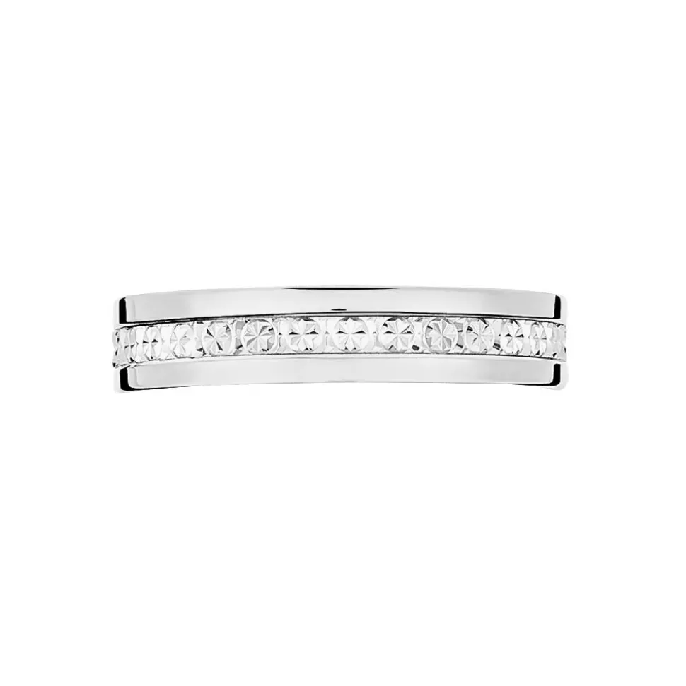 Alliance Fantaisie Diamantee Ruban Plat Or Blanc