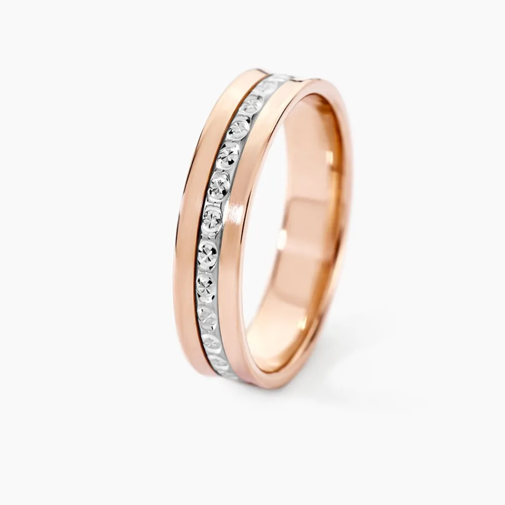 Marc Orian Bagues|Alliances > Alliance Fantaisie Diamantee Ruban Plat Or Bicolore