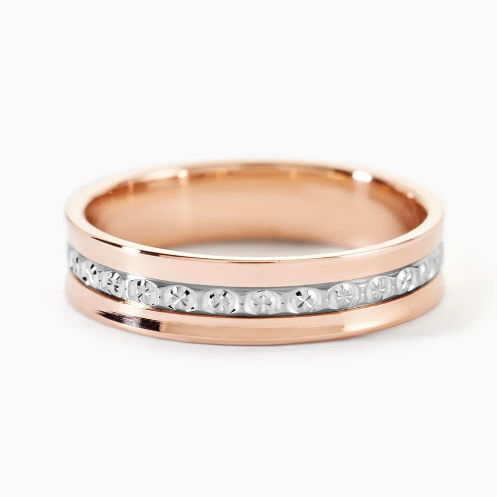 Marc Orian Bagues|Alliances > Alliance Fantaisie Diamantee Ruban Plat Or Bicolore