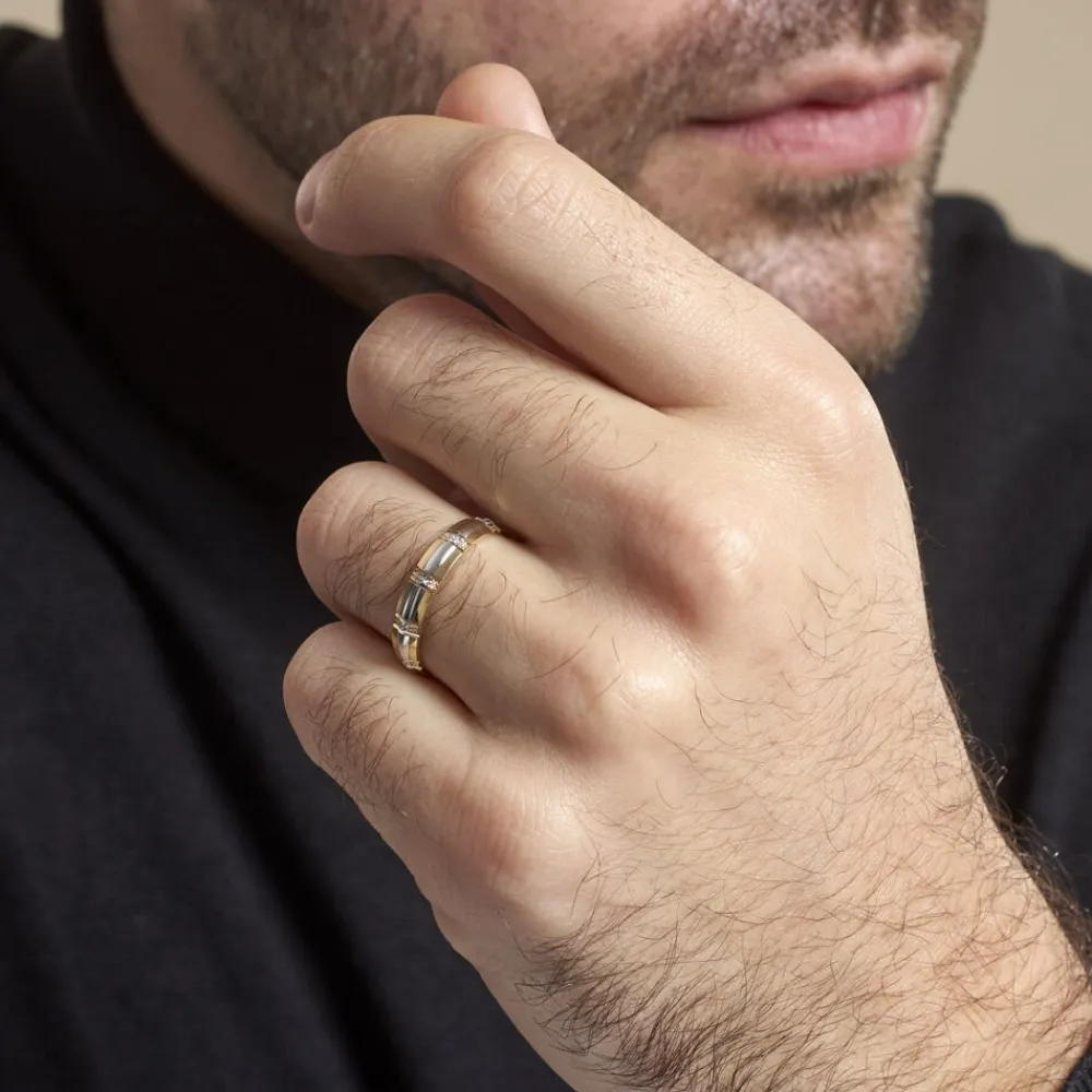 Marc Orian Bagues|Alliances > Alliance Fantaisie Ruban Plat Or Bicolore