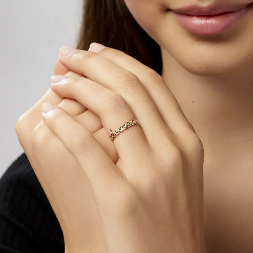 Marc Orian Bagues|Alliances > Alliance Fleur Diamantee Ruban Plat Or Jaune