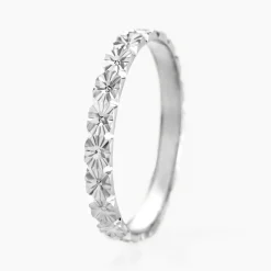 Marc Orian Bagues|Alliances > Alliance Fleur Diamantee Ruban Plat Or Blanc