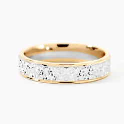 Marc Orian Bagues|Alliances > Alliance Grain De Folie Diamantee Ruban Plat Or Bicolore