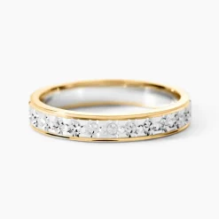 Marc Orian Bagues|Alliances > Alliance Grain De Folie Diamantee Ruban Plat Or Bicolore