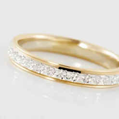 Marc Orian Bagues|Alliances > Alliance Grain De Folie Diamantee Ruban Plat Or Bicolore