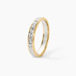 Marc Orian Bagues|Alliances > Alliance Grain De Folie Diamantee Ruban Plat Or Bicolore