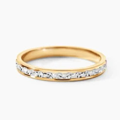 Marc Orian Bagues|Alliances > Alliance Grain De Folie Diamantee Ruban Plat Or Bicolore