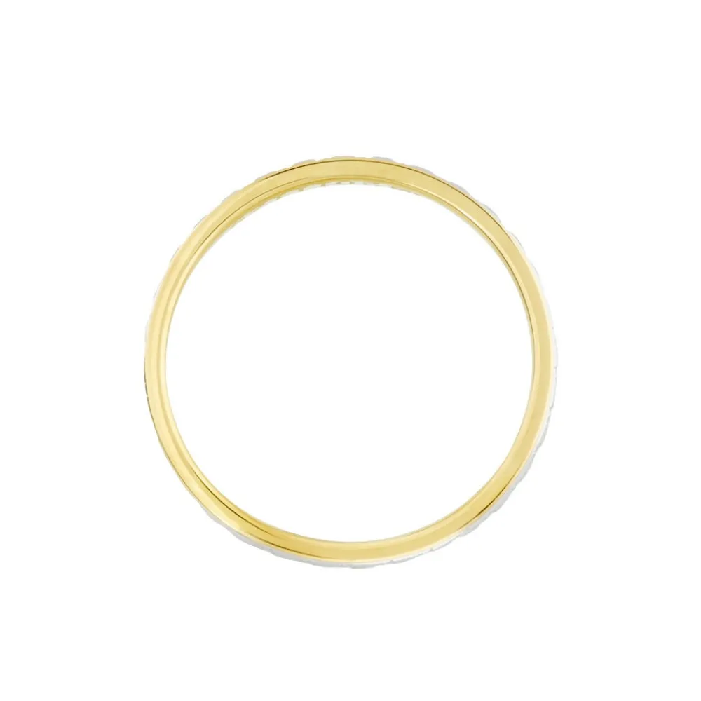 Marc Orian Bagues|Alliances > Alliance Grain De Folie Diamantee Ruban Plat Or Bicolore