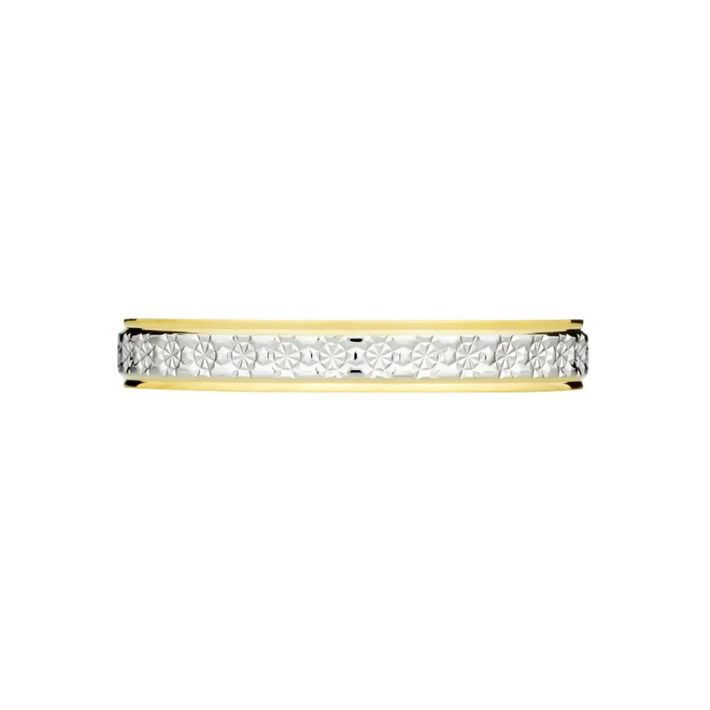 Marc Orian Bagues|Alliances > Alliance Grain De Folie Diamantee Ruban Plat Or Bicolore