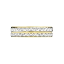 Marc Orian Bagues|Alliances > Alliance Grain De Folie Diamantee Ruban Plat Or Bicolore