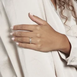 Marc Orian Bagues|Alliances > Alliance Grain De Folie Diamantee Ruban Plat Or Bicolore