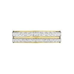 Marc Orian Bagues|Alliances > Alliance Grain De Folie Diamantee Ruban Plat Or Bicolore