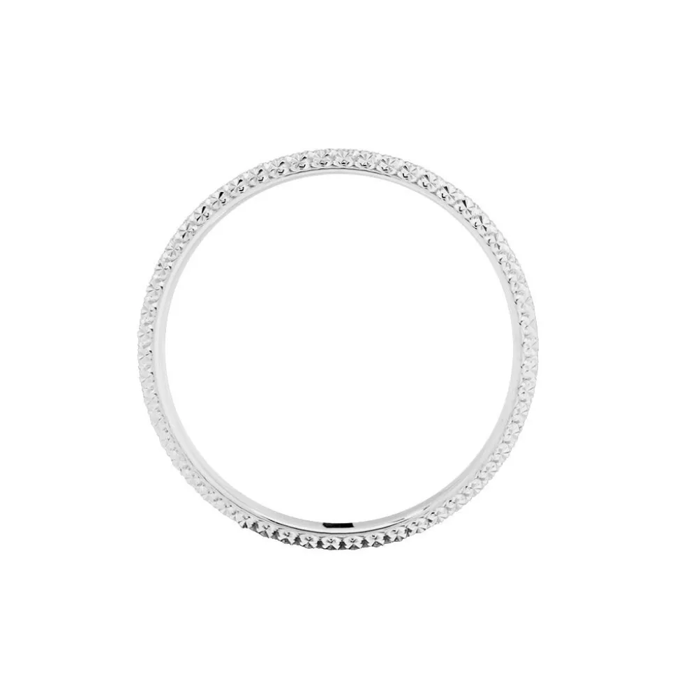 Alliance Multi Facettes Diamantee Ruban Plat Or Blanc