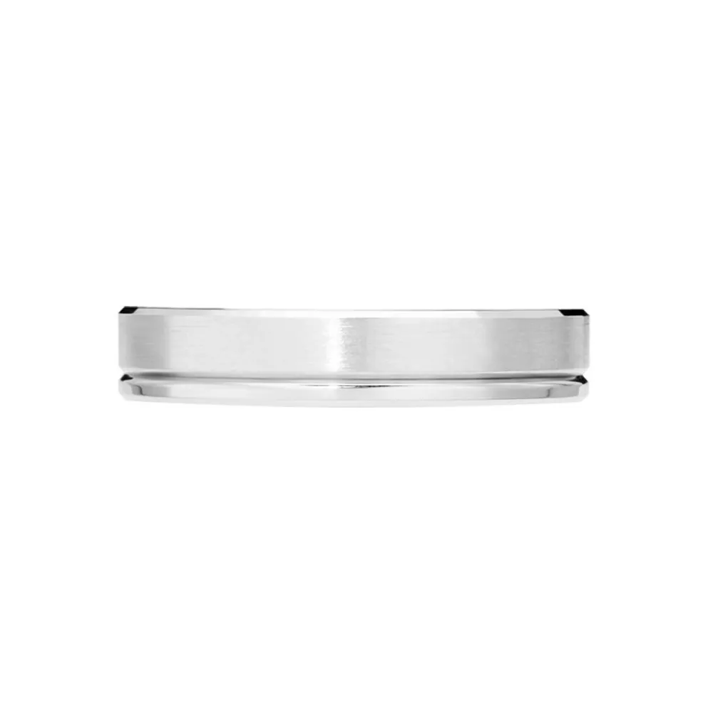 Marc Orian Bagues|Alliances > Alliance Polie Brossee Ruban Plat Or Blanc