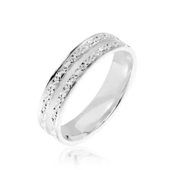 Marc Orian Bagues|Alliances > Alliance Satine Diamantee Ruban Plat Or Blanc