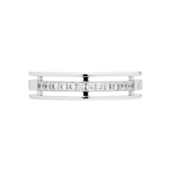 Alliance Serti Grains Ajoures Or Blanc Diamant