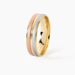 Marc Orian Bagues|Alliances > Alliance Triade Ruban Plat Or Tricolore
