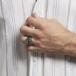 Marc Orian Idées Cadeaux Homme|Bagues > Bague Acier Blanc Et Noir Valentik