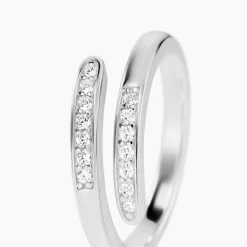 Bague Ajustable Mendel Argent Blanc Oxyde De Zirconium