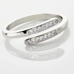Bague Ajustable Mendel Argent Blanc Oxyde De Zirconium