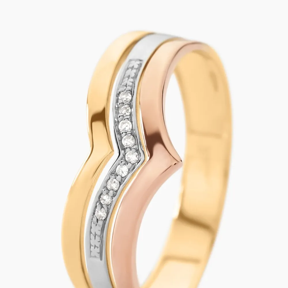 Marc Orian Parures De Mariage|Bagues > Bague Alix Or Tricolore Diamant