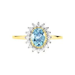 Bague Allande Or Jaune Topaze Et Oxyde De Zirconium