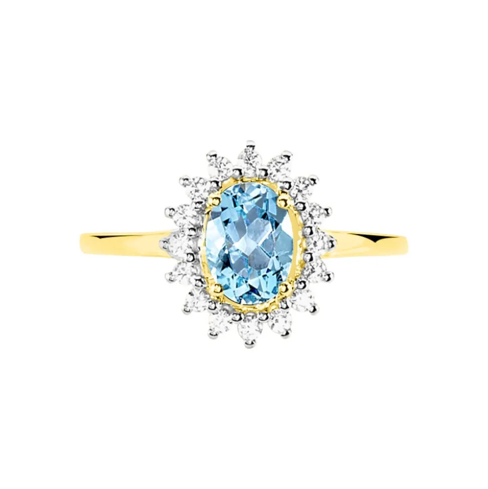 Bague Allande Or Jaune Topaze Et Oxyde De Zirconium