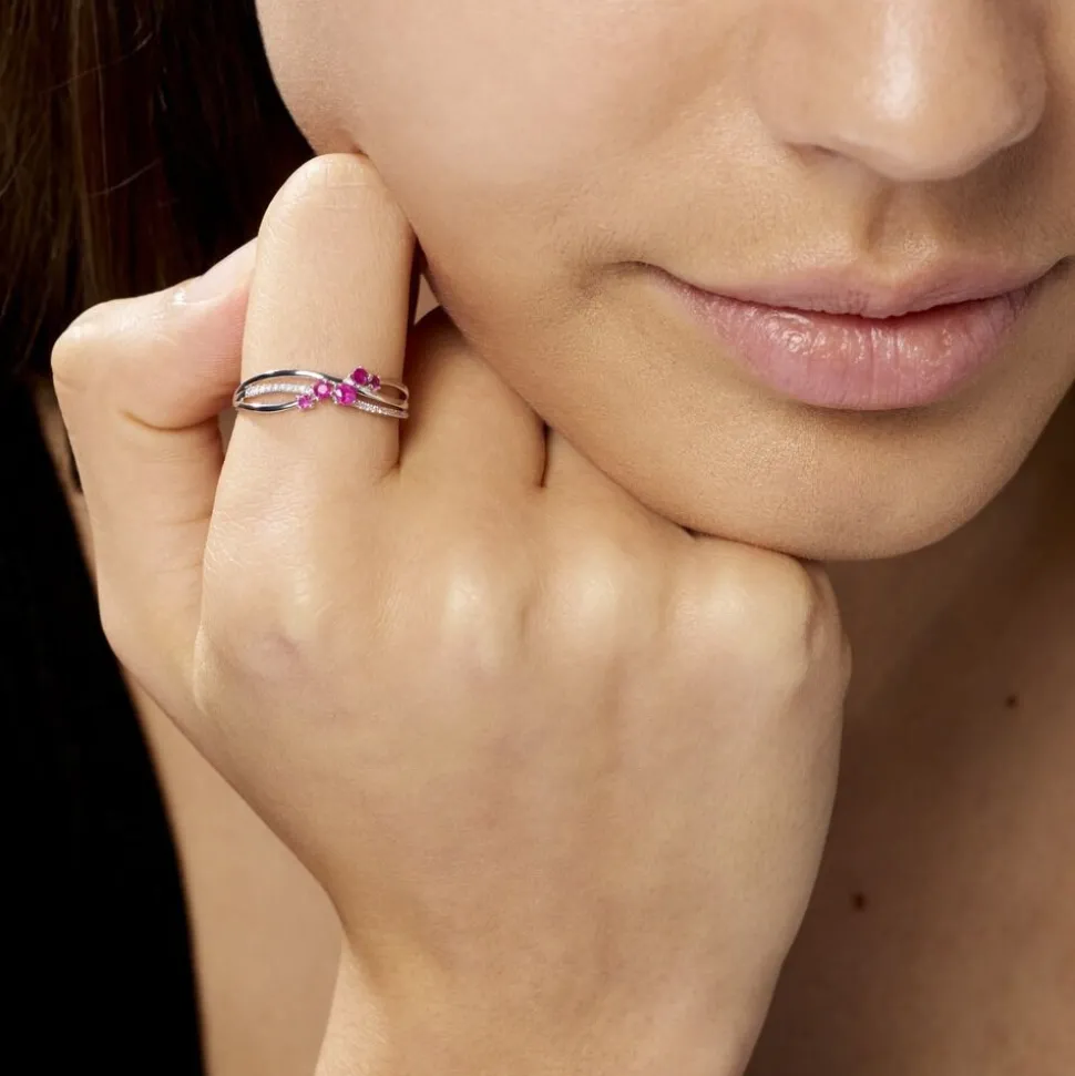 Bague Amarylis Or Blanc Rubis Diamant