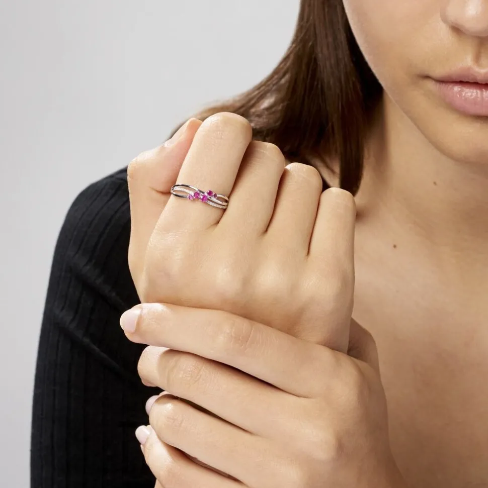 Bague Amarylis Or Blanc Rubis Diamant