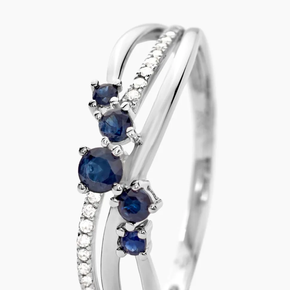 Bague Amarylis Or Blanc Saphir Diamant