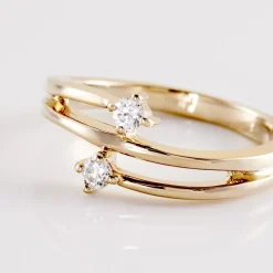 Bague Ana-lou Plaque Or Jaune Oxyde De Zirconium