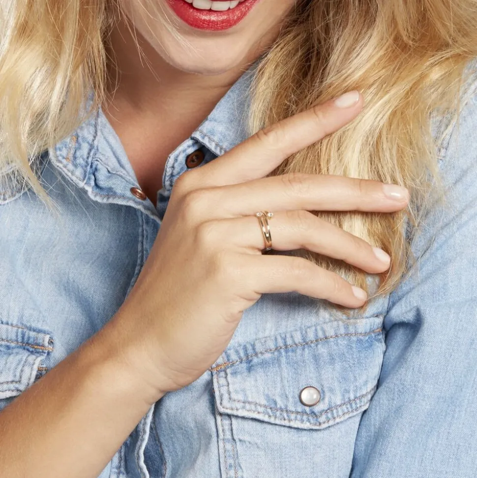 Bague Ana-lou Plaque Or Jaune Oxyde De Zirconium