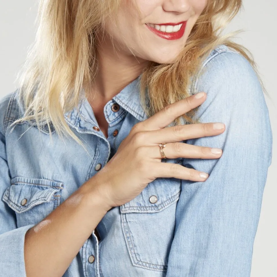 Bague Ana-lou Plaque Or Jaune Oxyde De Zirconium