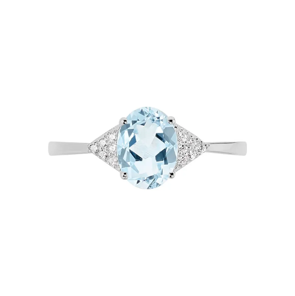 Bague Andreani Or Blanc Topaze Et Oxyde De Zirconium