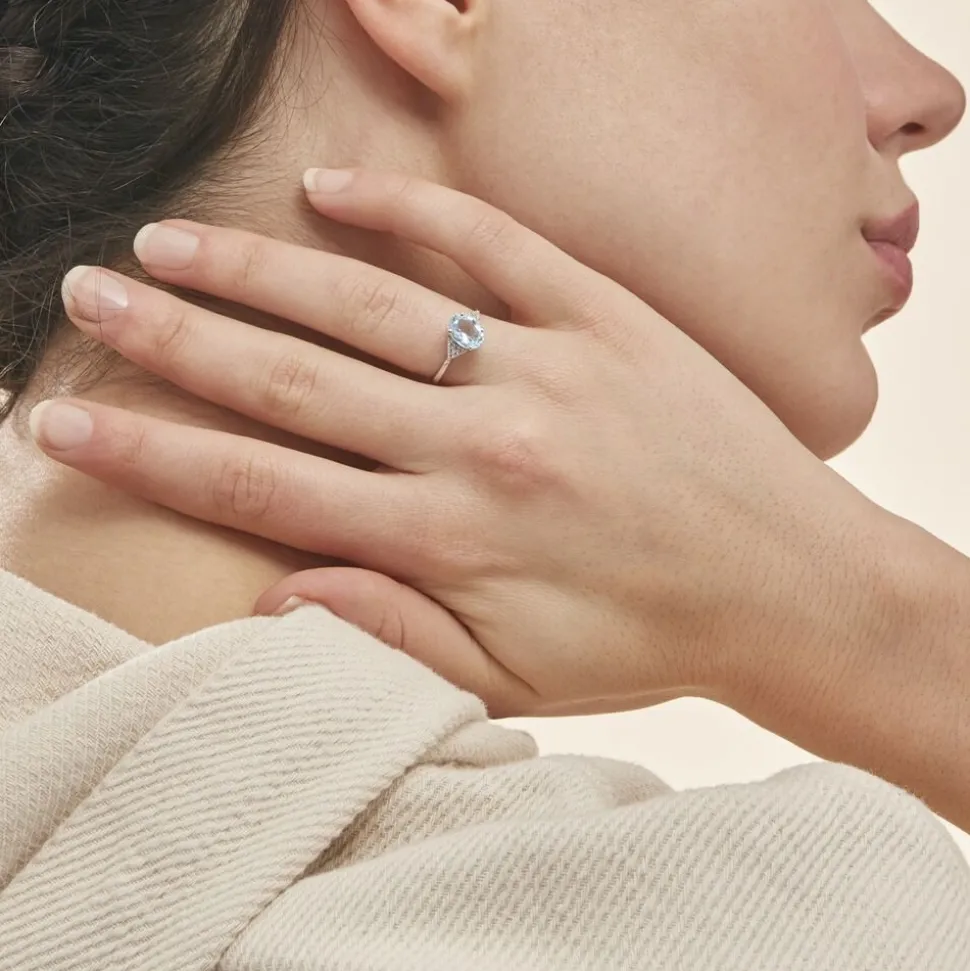 Bague Andreani Or Blanc Topaze Et Oxyde De Zirconium