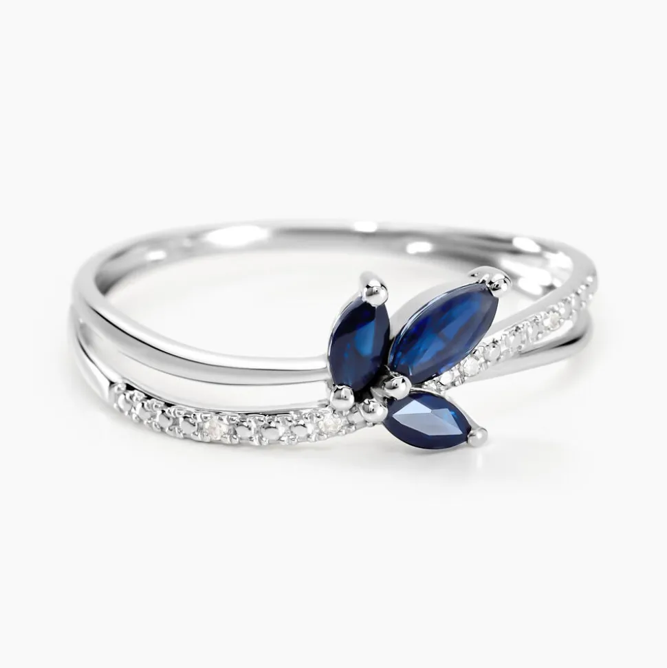 Bague Angie Or Blanc Saphir Diamant