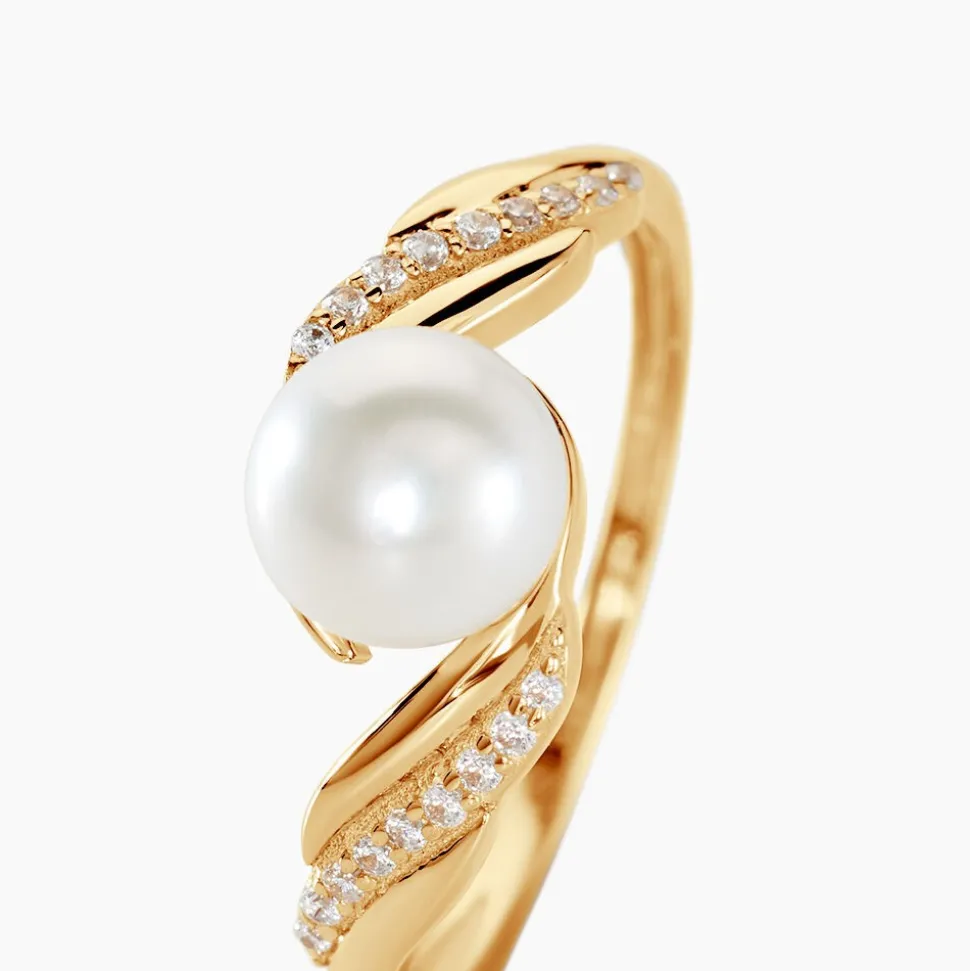 Bague Antoinette Or Jaune Perle De Culture Et Oxyde De Zirconium