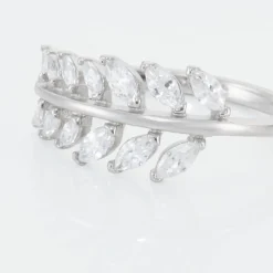 Marc Orian Bijoux Zirconium|Bagues > Bague Argent Blanc Cristobal Feuille Oxydes De Zirconium
