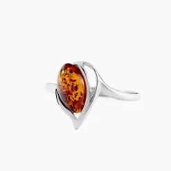 Bague Argent Blanc Nailla Ambre