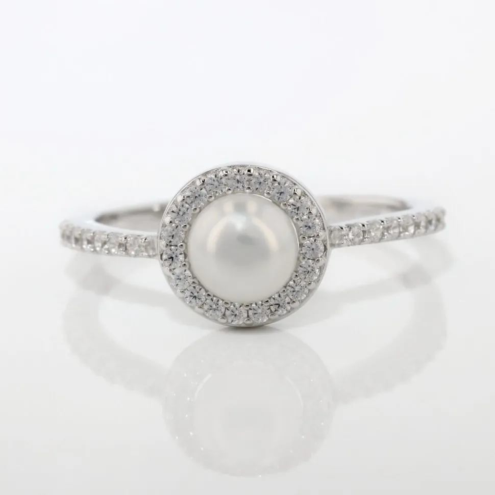 Bague Argent Blanc Suada Perle De Culture Oxyde De Zirconium