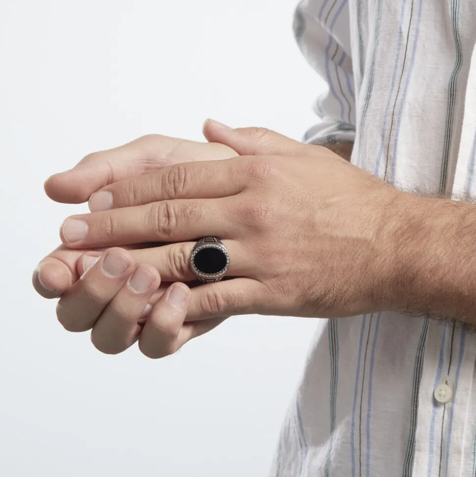 Bague Argent Blanc Thimeo Agathe Noire