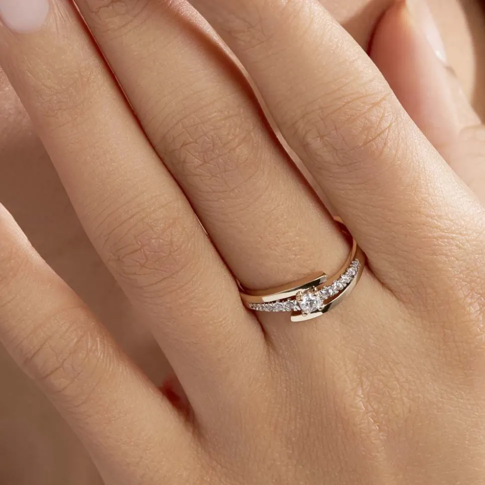 Bague Auberi Plaqué Or Jaune Oxyde De Zirconium