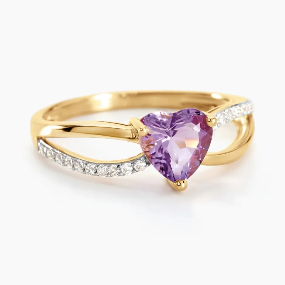 Marc Orian Cadeaux Mariage|Anniversaire De Mariage > Bague Bertille Or Jaune Amethyste Et Oxyde De Zirconium