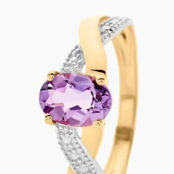 Bague Candice Or Jaune Amethyste