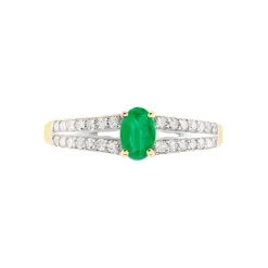 Bague Carlton Or Jaune Emeraude Diamant