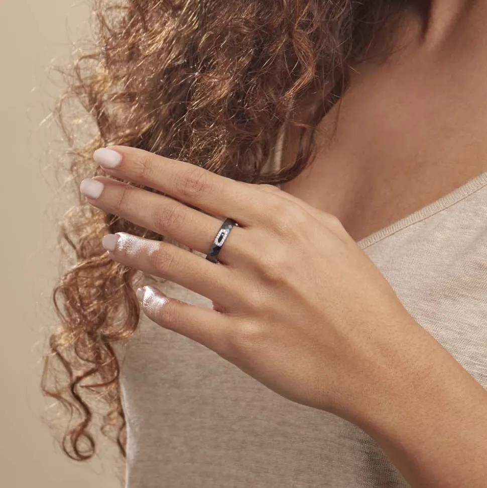 Bague Ceramik Design Argent Blanc Oxyde De Zirconium Et Céramique