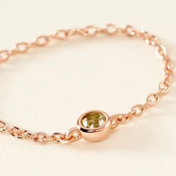 Marc Orian Bagues De Promesse|Bijoux Zirconium > Bague Chaine Madalyn Argent Rose Oxyde De Zirconium argent rose oxyde vert